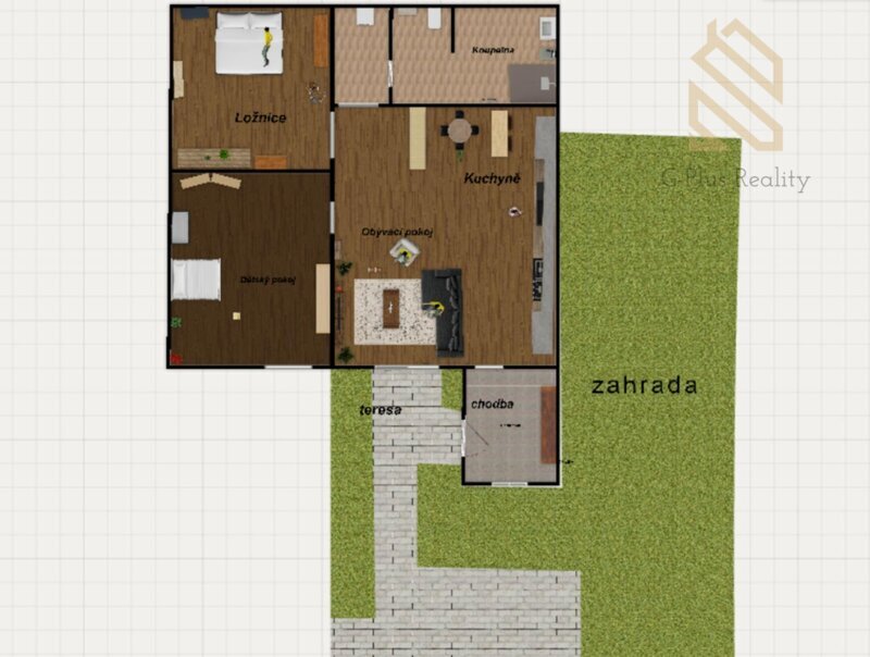 Pronájem bytu 3+kk 90 m2,  zahradou 150 m2 a terasou 20 m2, Brozany nad Ohří ulice Kozí okres Litoměřice